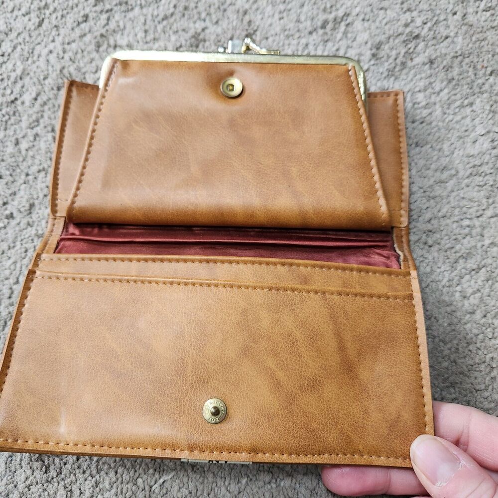 Vintage 70’s Wallet Snap Close Money Holder Credit Card Change Pockets Light Tan - Picture 7 of 13